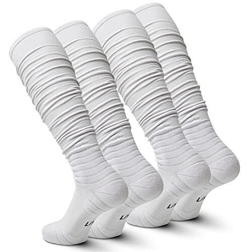 Scrunch Ultra Long Football Socks 2 Pack Combed Cotton With Ankle Support Padded